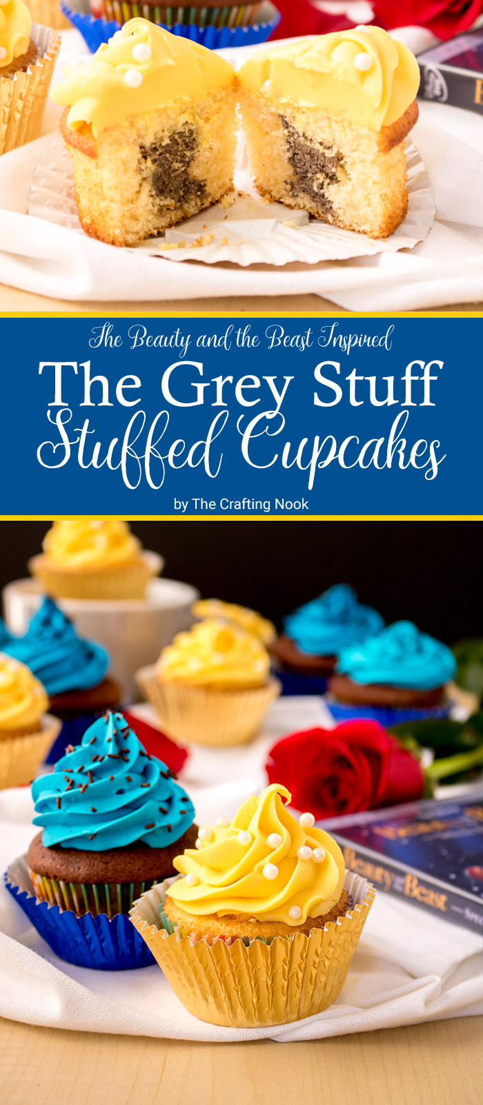 The Grey Stuff Stuffed Cupcakes Pinterest Image with title text overlay