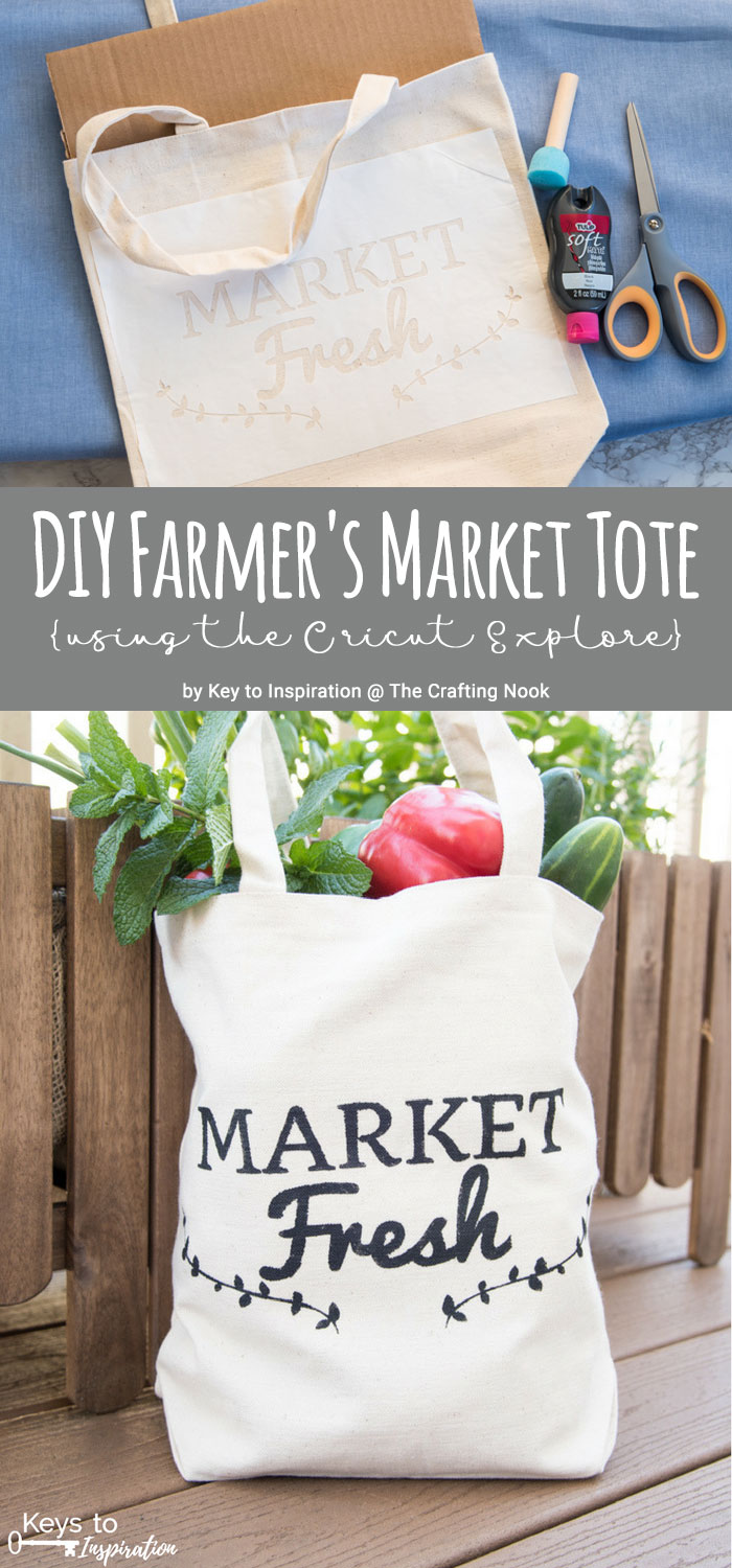 DIY Farmer's Market Tote {using the Cricut Explore} Pinterest image with title text overlay