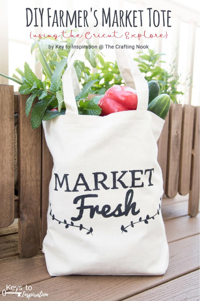 Cute DIY Farmer's Market Tote {using the Cricut Explore} cover image with title text overlay