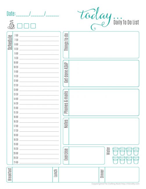 screenshot of To Do Planner letter size Printable