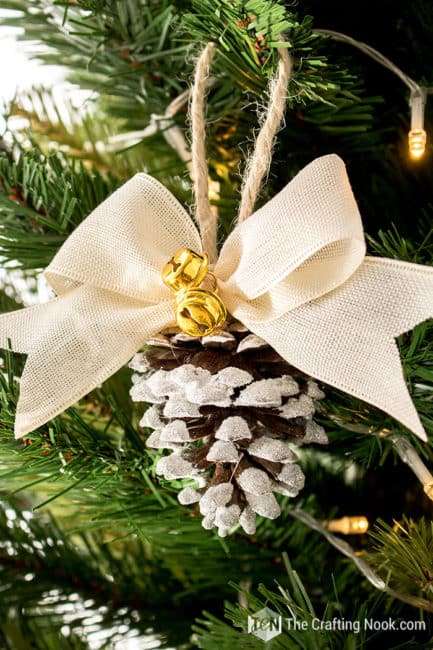 Frosty Rustic Flocked Pinecone Christmas Ornament