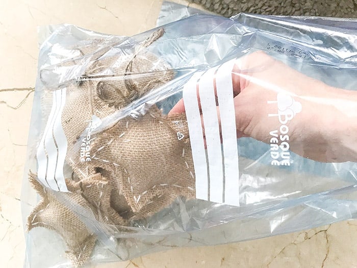 Delicate ornaments stored in separate bags