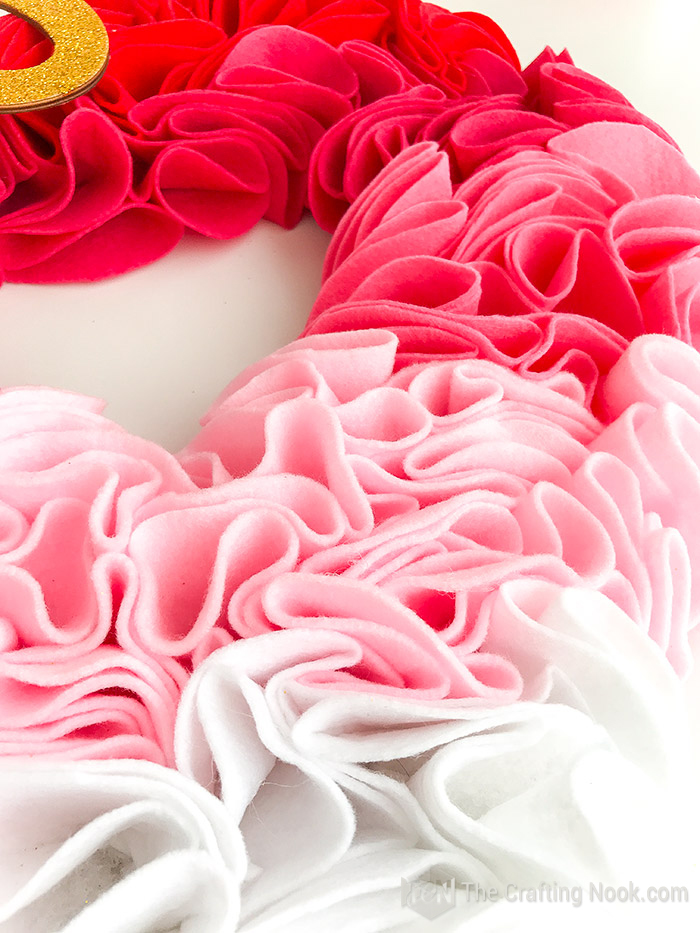 A closeup of the felt ruffles