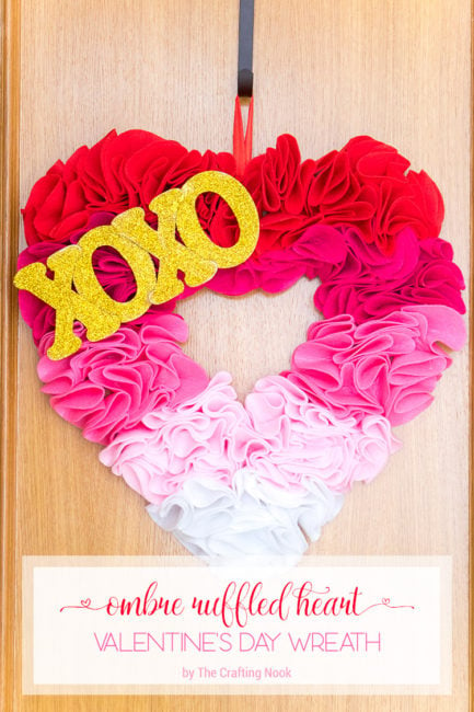 Ombre Ruffled Heart Valentines Day Wreath