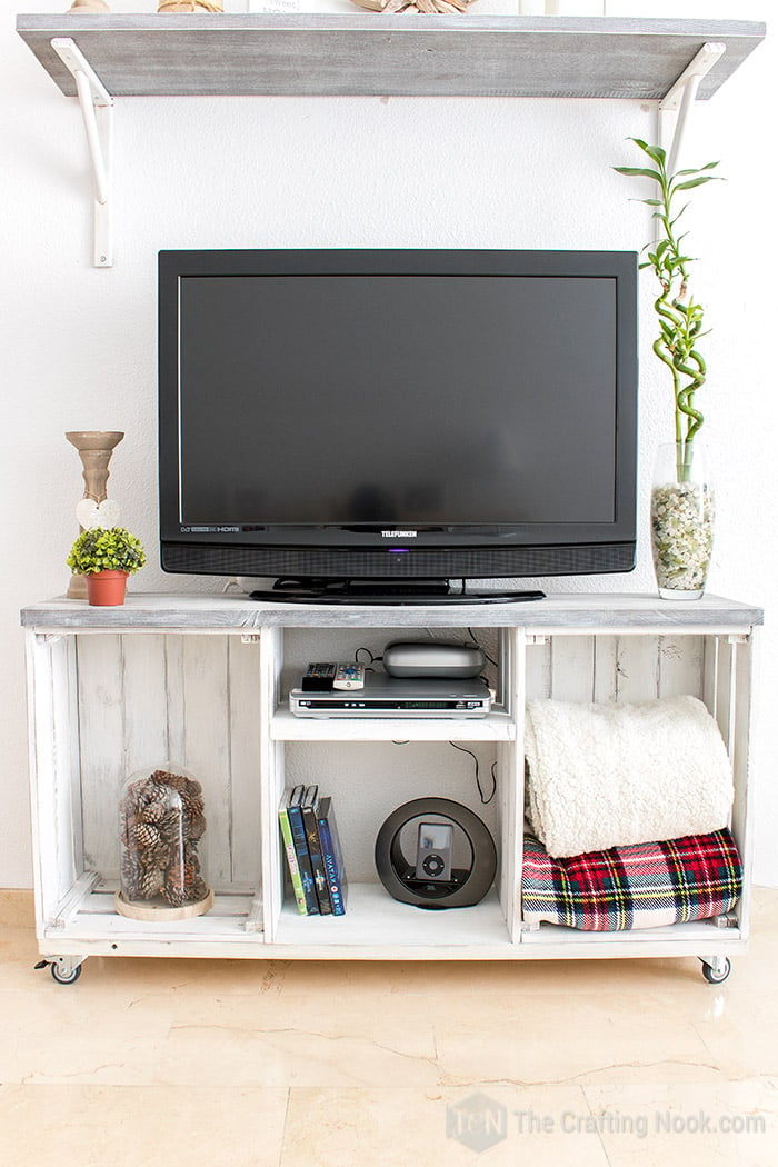 Front view of the Rustic TV Console Table in the living room