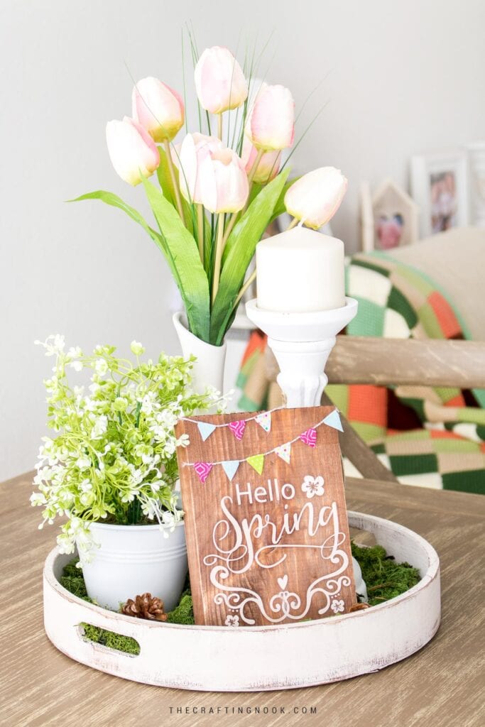 Diy Styled Farmhouse Tray Decor for Spring on the table cover Image