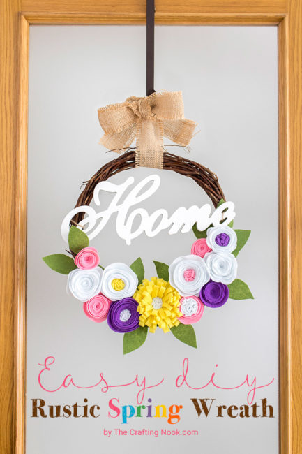 Rustic Spring Felt Flower Wreath by The Crafting Nook