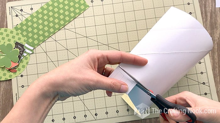 cutting the buckle from the gold cardstock