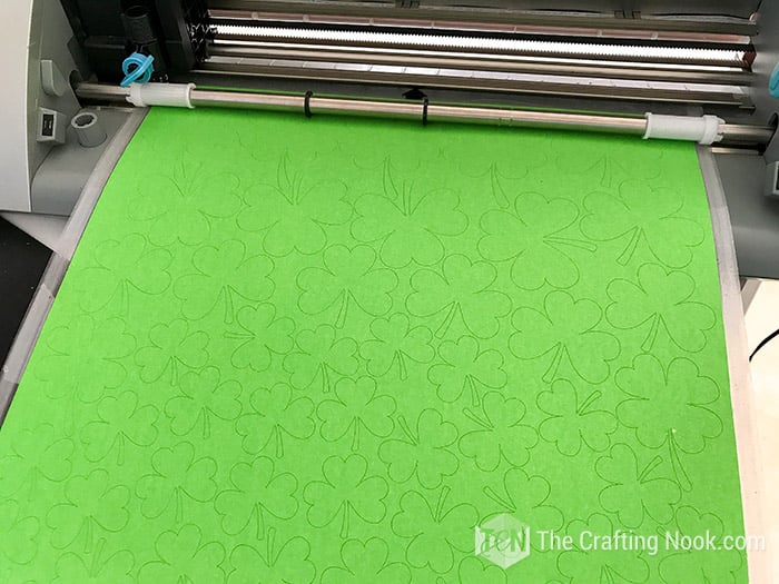 All the shamrocks being cut out on the silhouette cameo machine