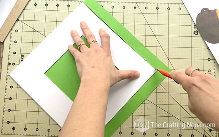 Cutting the green cardstock