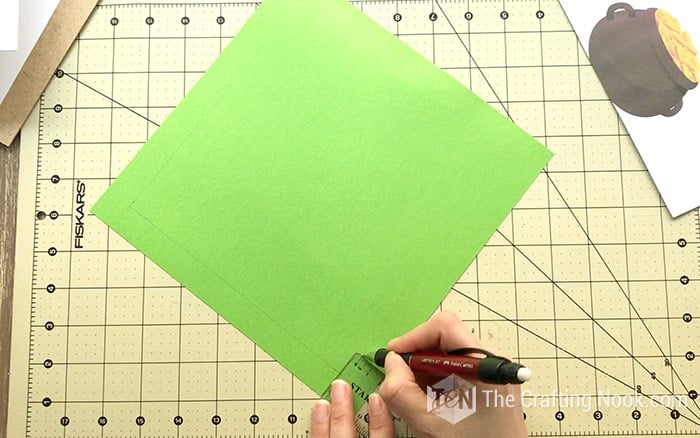 measuring the green cardstock frame width 