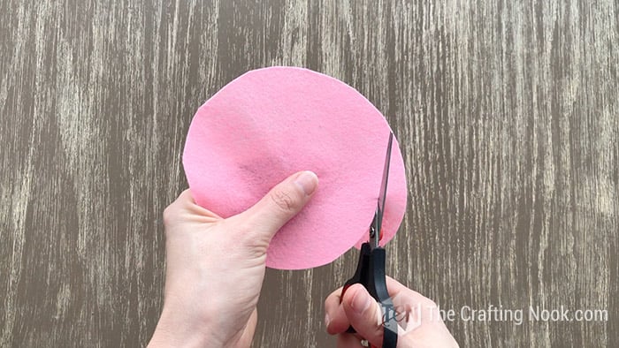 cutting a spiral on the felt circle