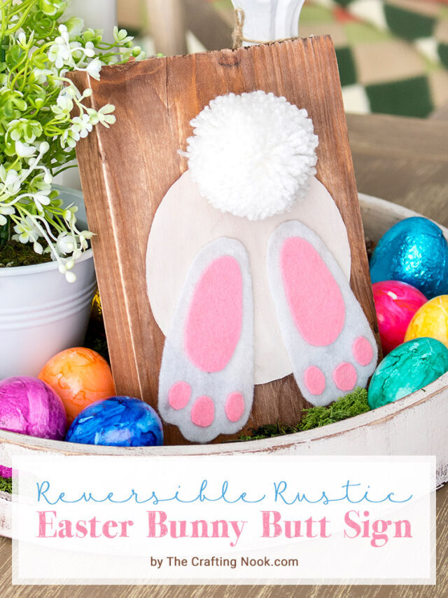 STR DIY Reversible Rustic Easter Bunny Butt Wood Sign