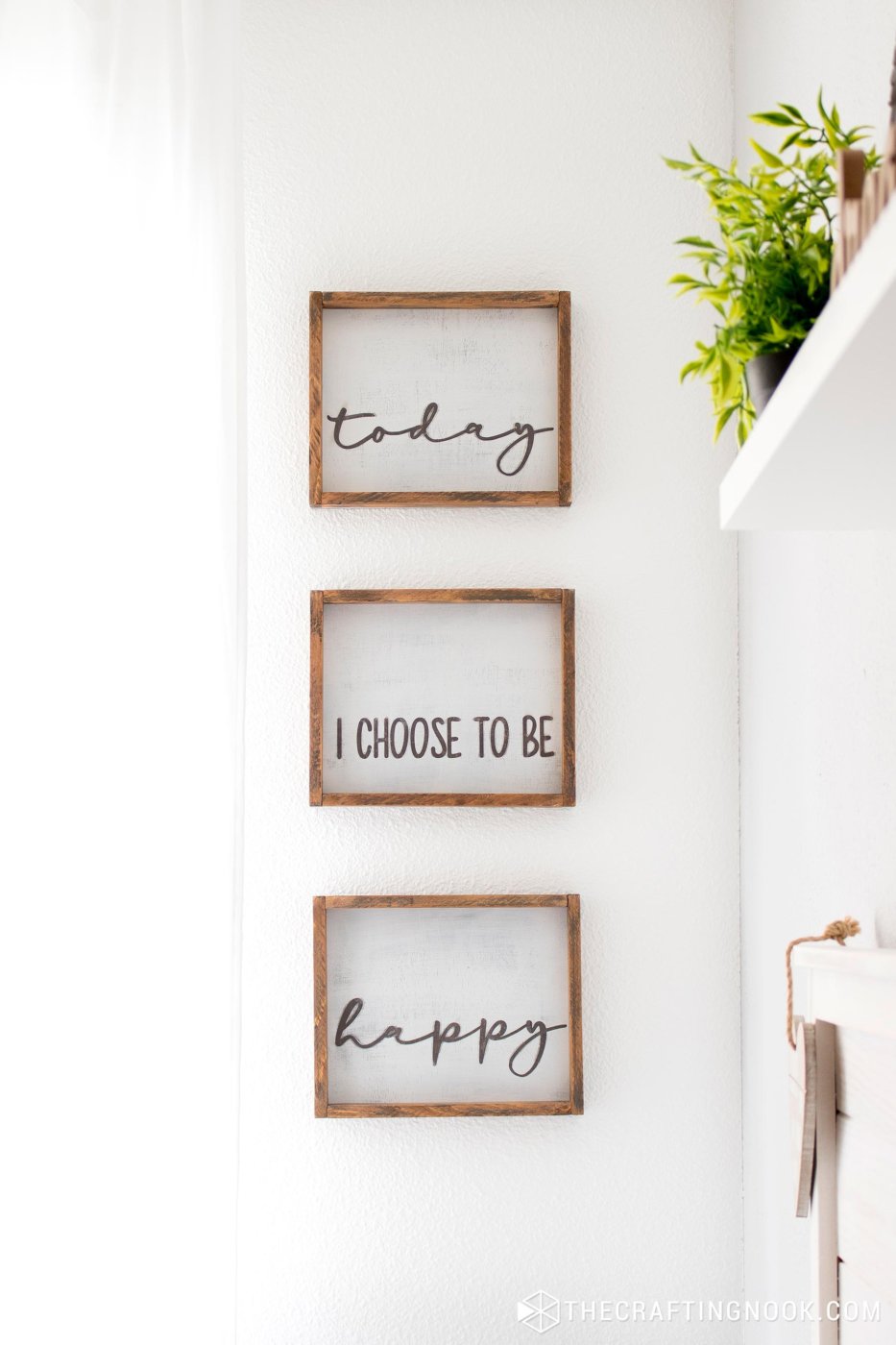 The Farmhouse DIY Wood Signs decorating the wall in the bedroom