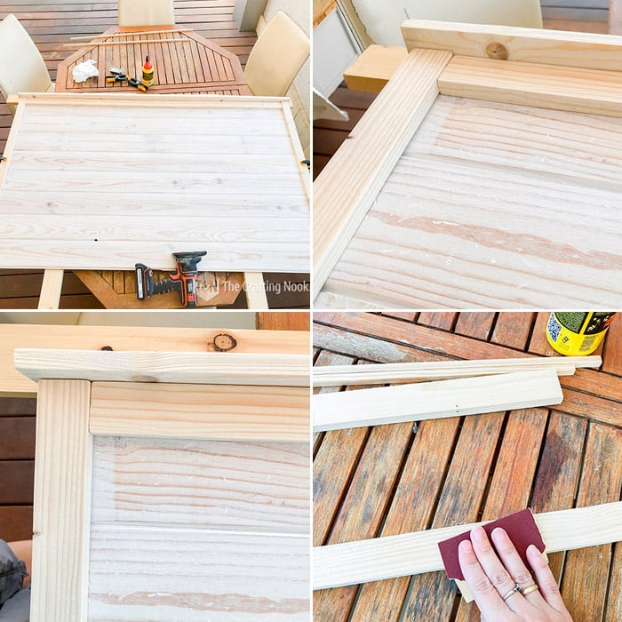 4 images of the process of the final details of the hardboard
