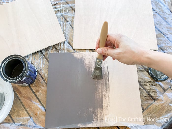 Painting pieces of wood gray
