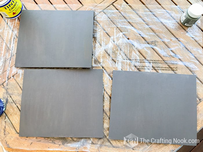 Pieces of gray painted wood
