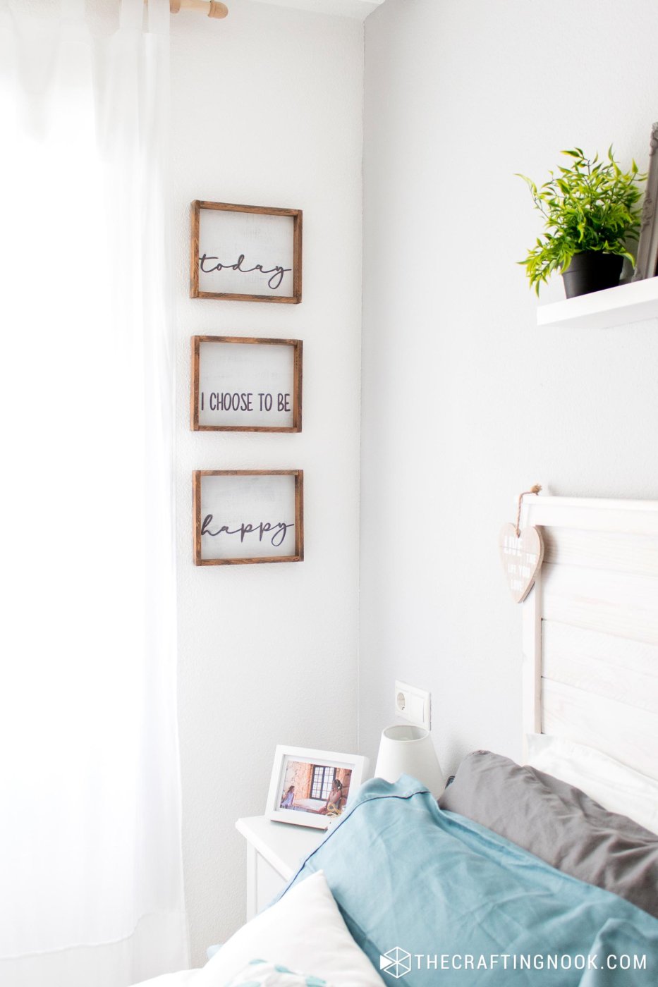 Closer view of the Farmhouse DIY Wood Signs on the wall