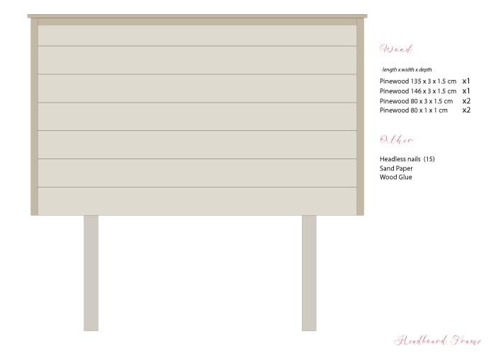 Wooden Headboard front plan digital image