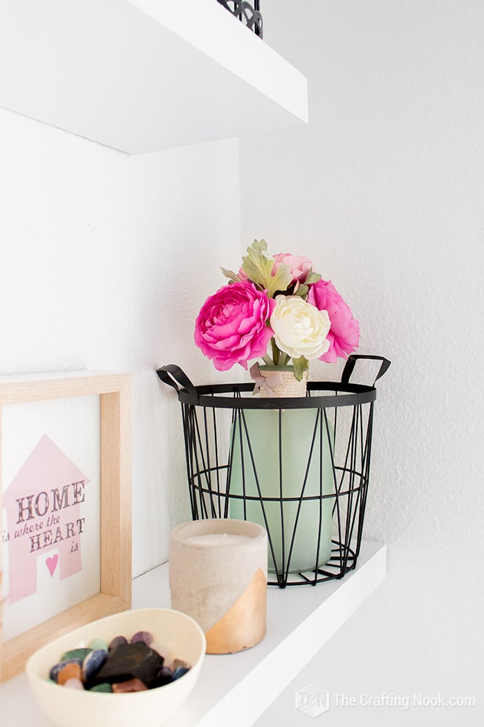 side view of flowers in vase farm house style