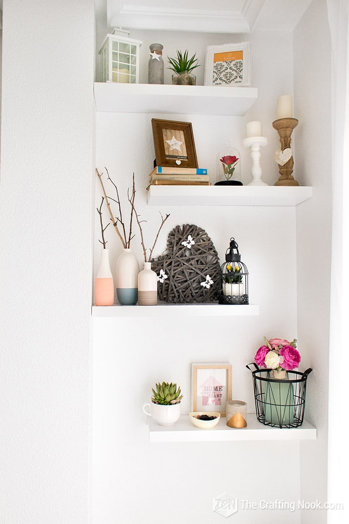 image of decorated shelves to complement the wall space