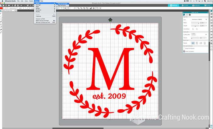 screenshot of the designed monogram