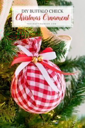 How to Make Buffalo Check Christmas Ornament - Easy Upcycled Fabric Baubles.