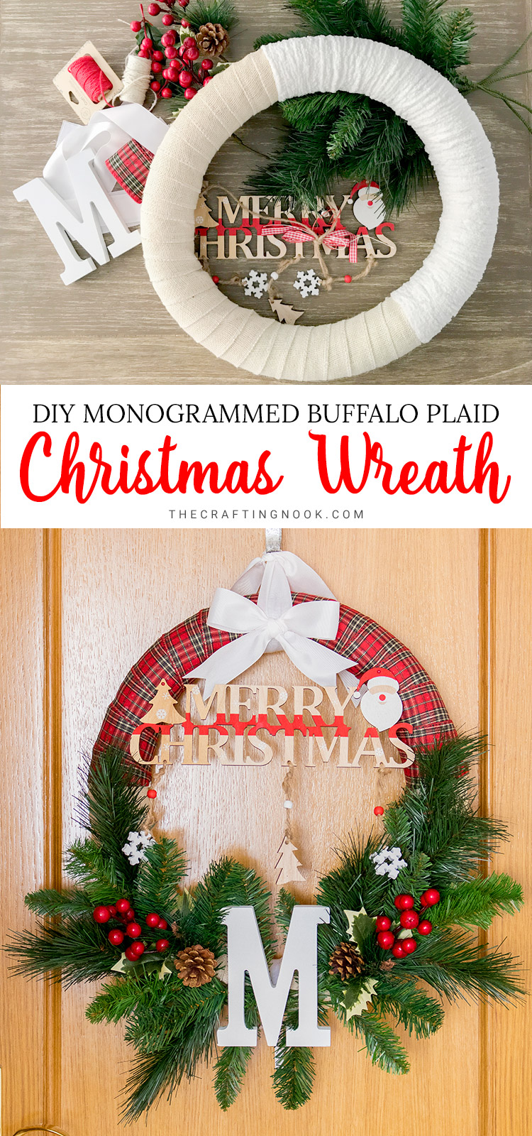 DIY Buffalo Plaid Christmas Wreath