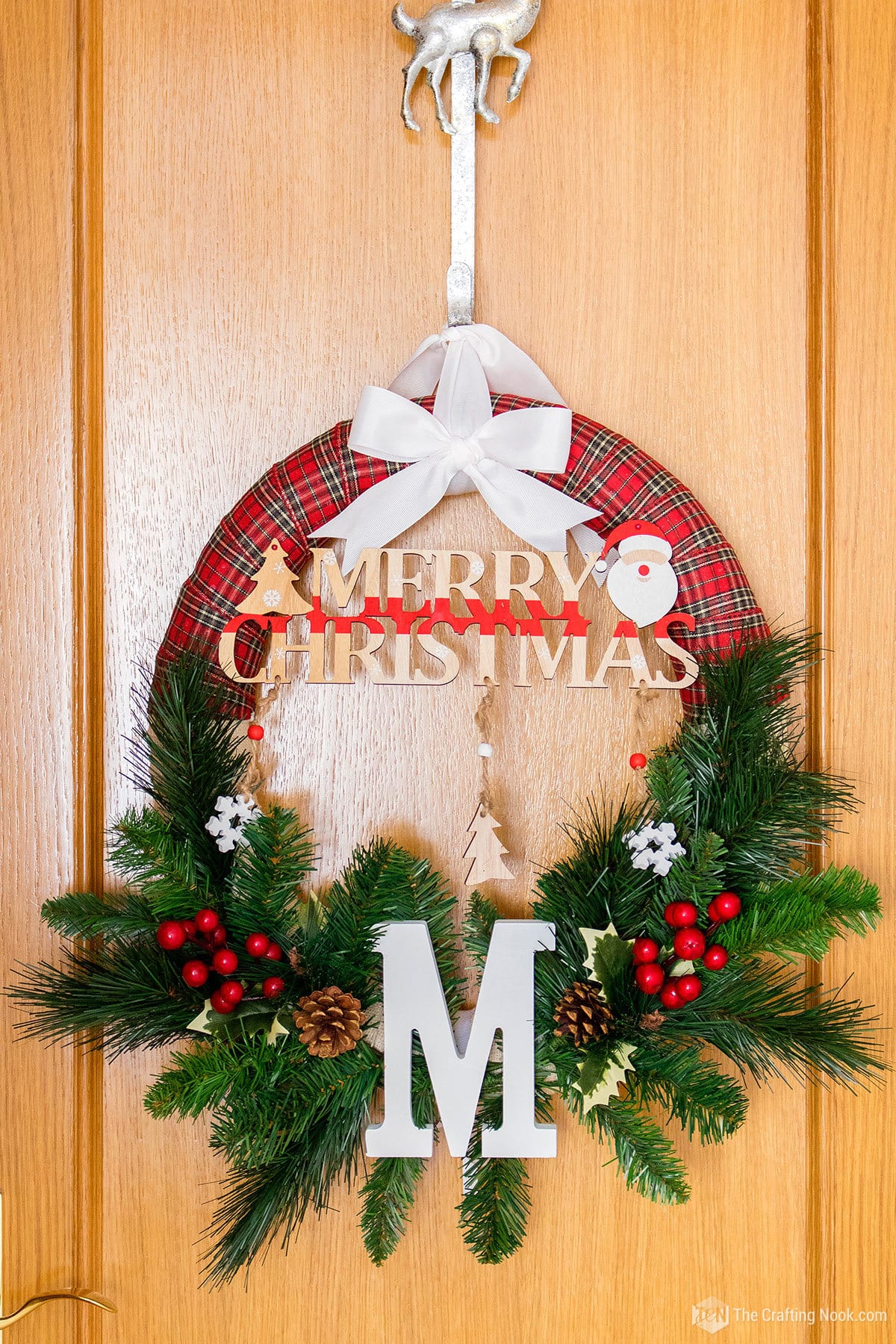 Christmas Buffalo Plaid Wreath diy on door