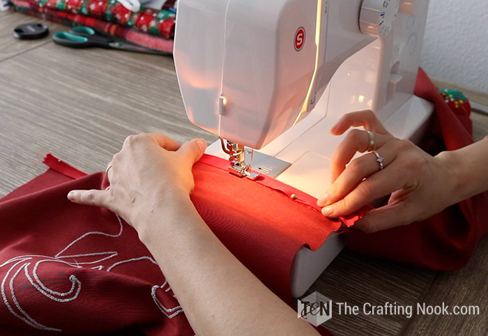 Sewing the zipper with a sewing machine