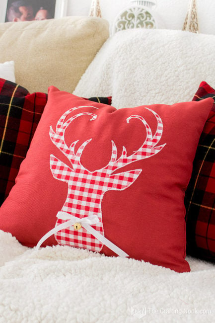 Reindeer Buffalo Plaid Christmas Pillow Cover