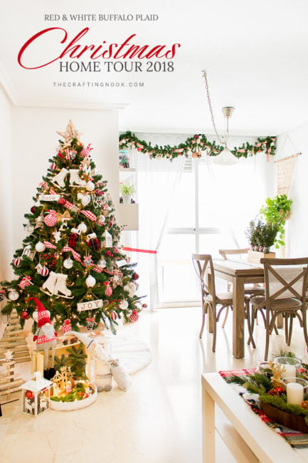 Red and White Buffalo Plaid Christmas Home Tour 2018