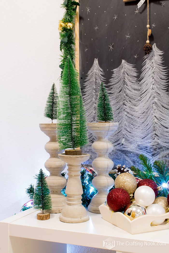 view of some pine tree of Entryway table decoration