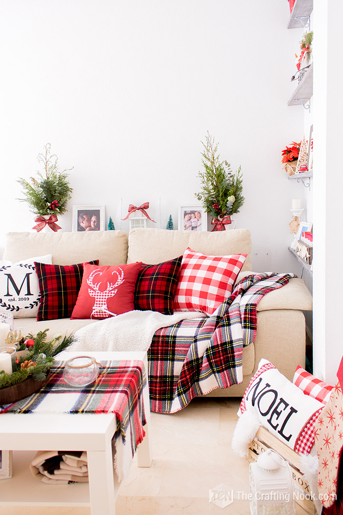 Red and White Buffalo Plaid Christmas Home Tour