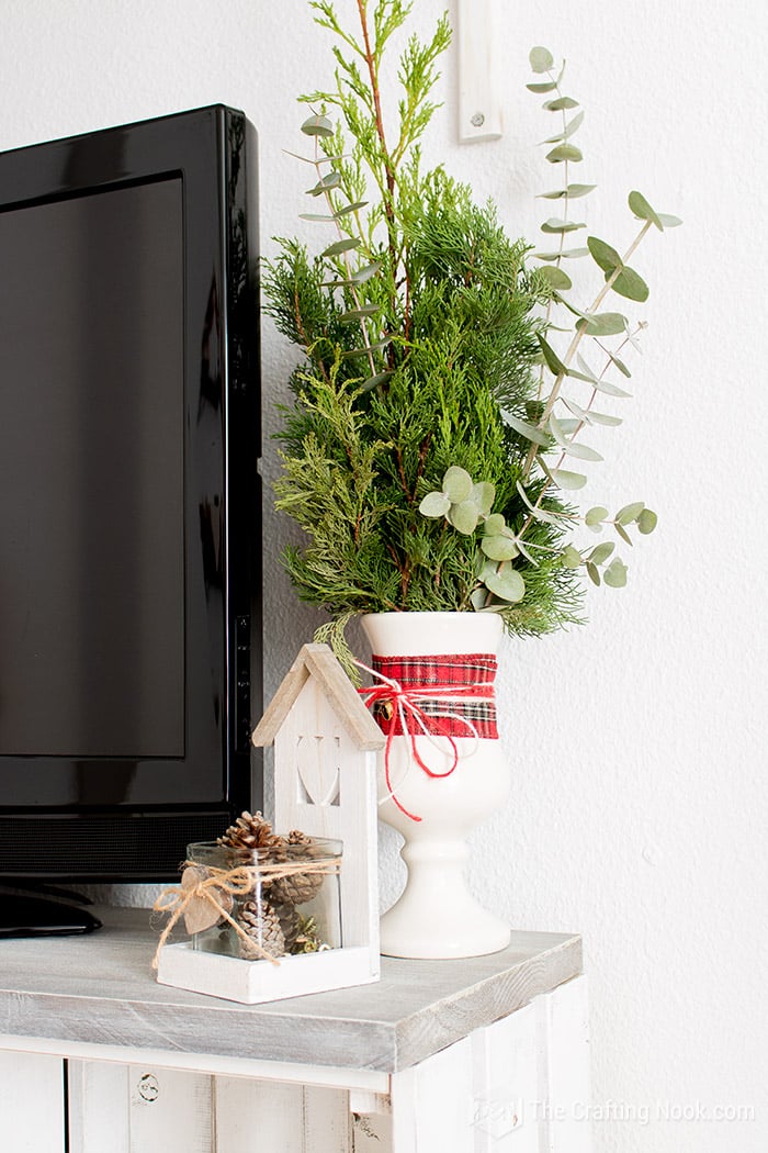 other closeup of The TV console table corner  decor