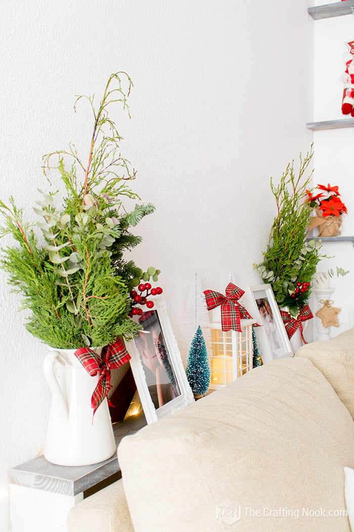 some decorations behind the sofa
