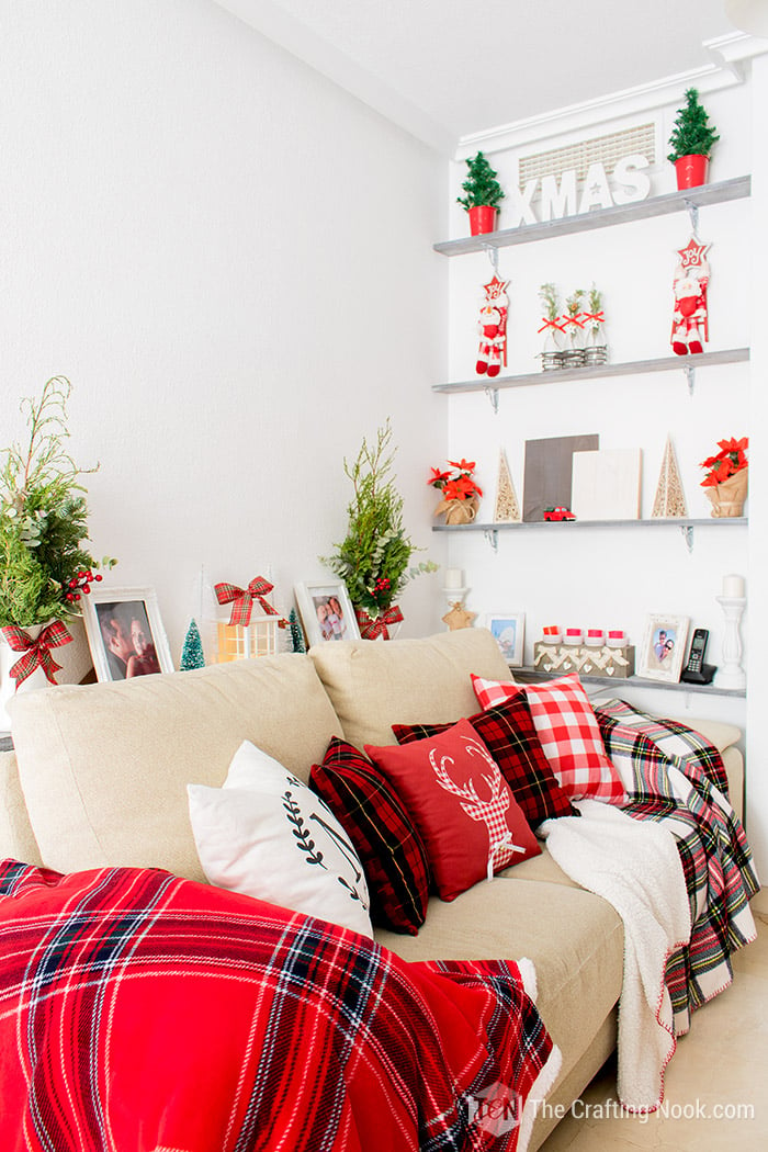 general view of living room sofa and decorations