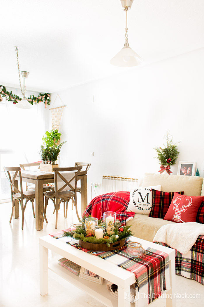 general view of living room sofa and dining table