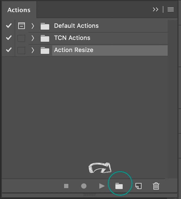 screenshot of photoshop actions resize folder