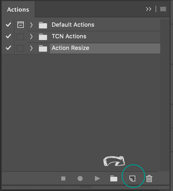 screenshot of creating photoshop new action