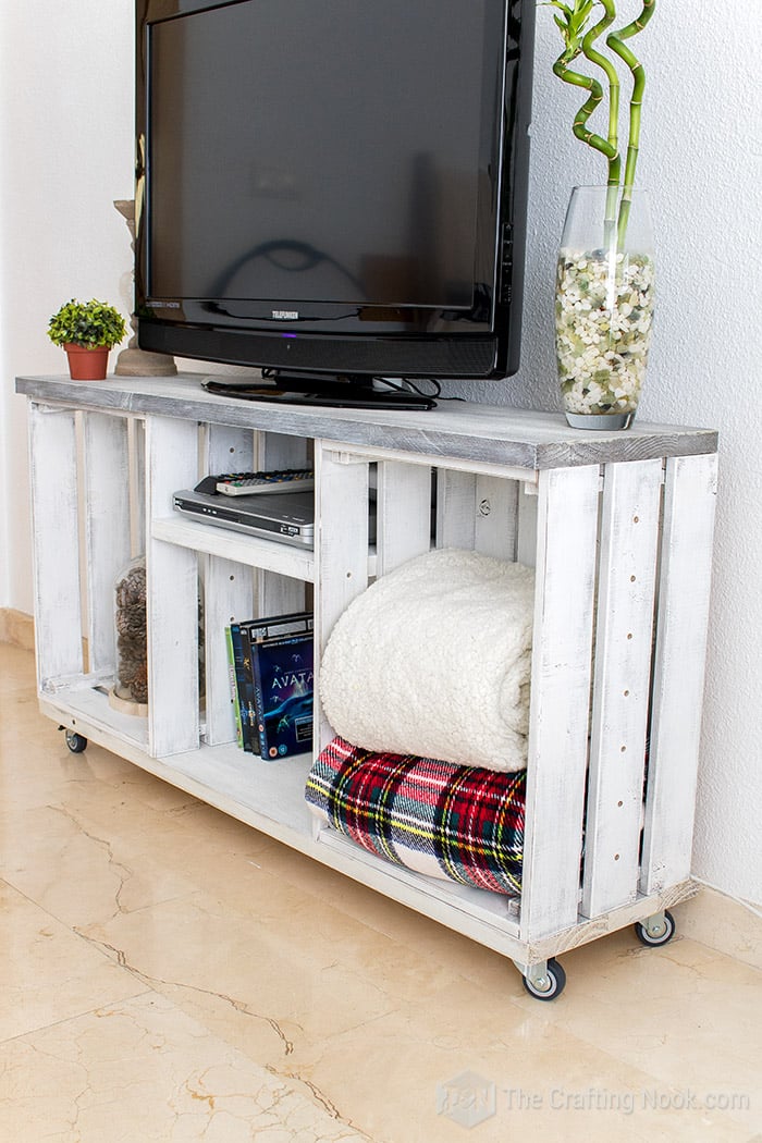 Distressed Wood Look with Dry Brush Painting Technique on a TV Console Table