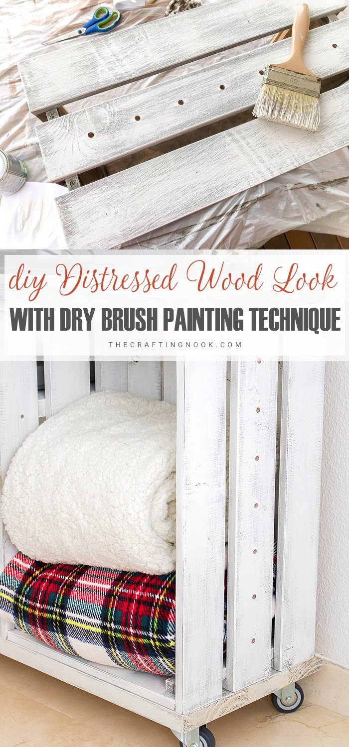 How to Create Distressed Wood Look with Dry Brush Painting Technique  Image for Pinterest with title text overlay