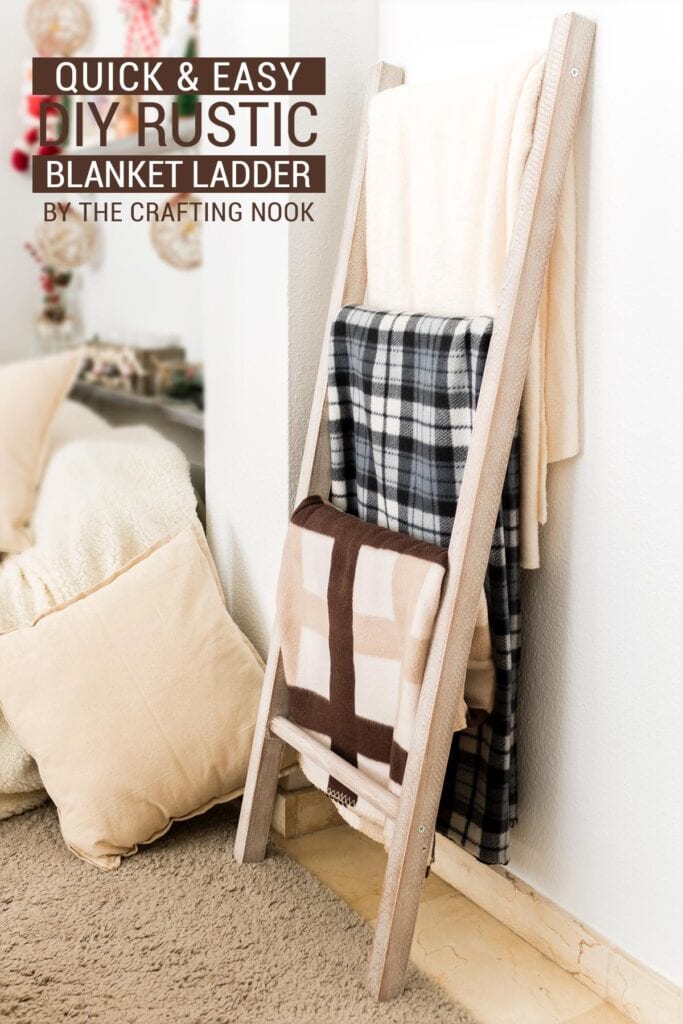 Easy DIY Rustic Blanket Ladder cover image with Title text overlay