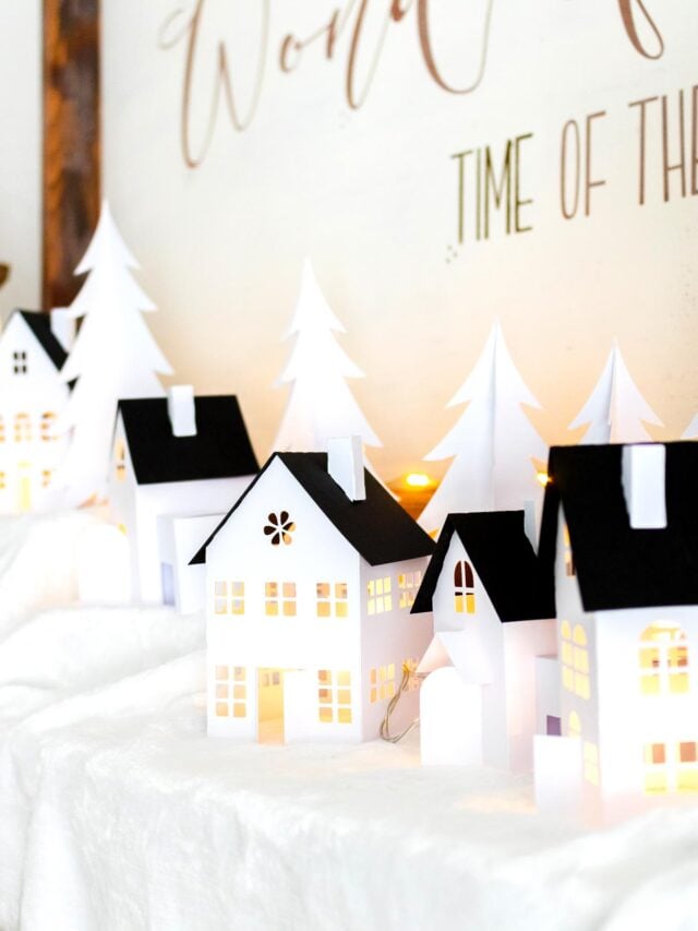 DIY Paper Christmas Village (+ Free Cut Files) On my mantel Cover image