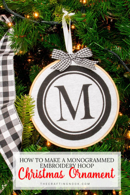 DIY Monogrammed Embroidery Hoop Christmas Ornament