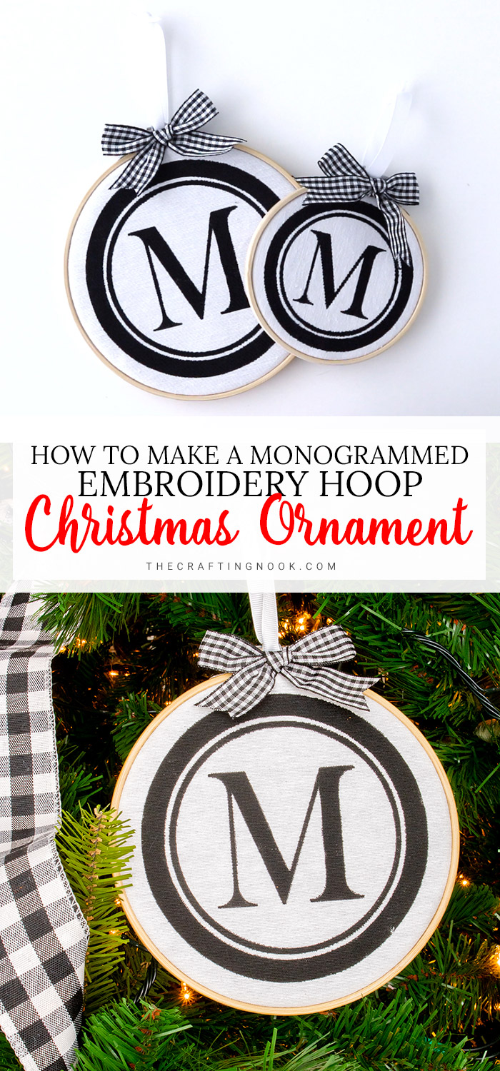 DIY DIY Monogrammed Embroidery Hoop Christmas Ornament