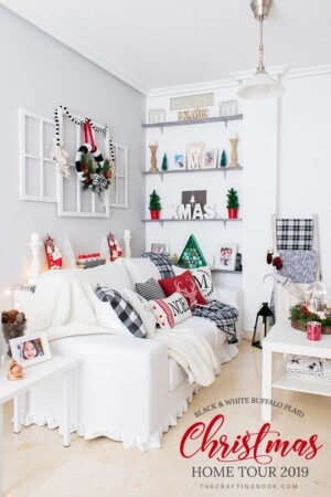 Black and White Buffalo Plaid Christmas Home Tour 1