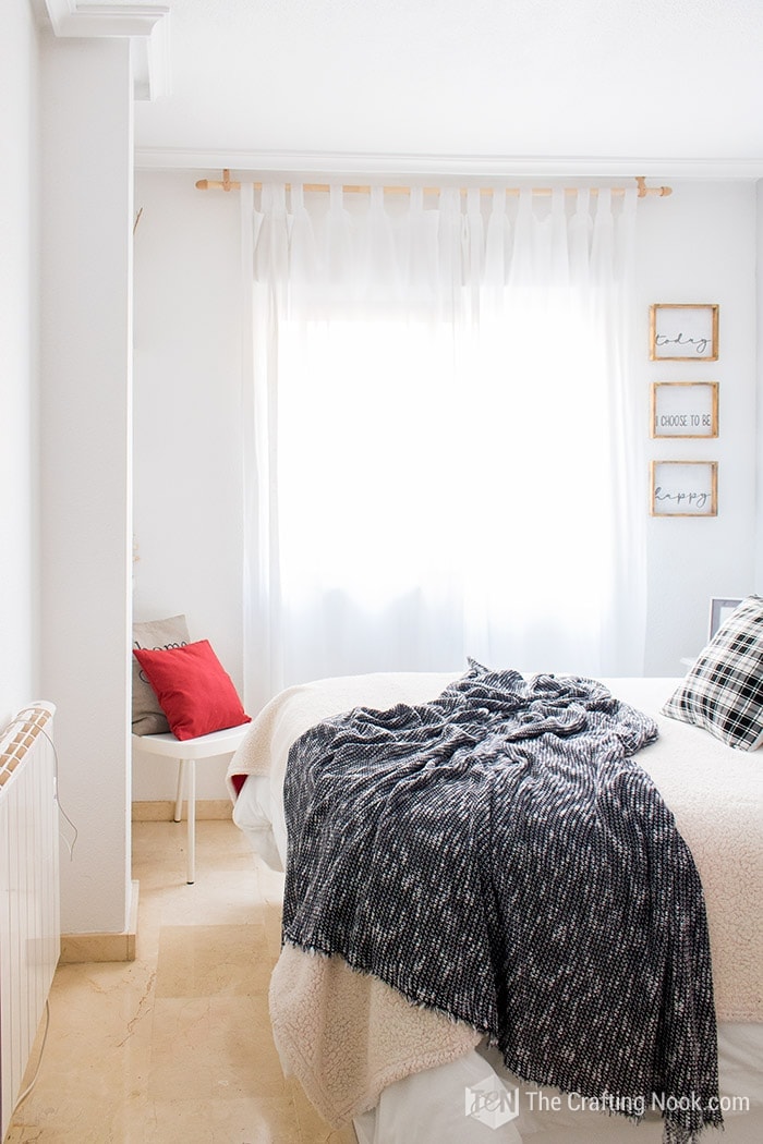 other view of Black and White Buffalo Plaid Christmas Bedroom Decor