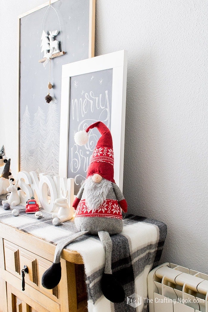 Black and White Buffalo Plaid Christmas Home Tour Gnomes 2