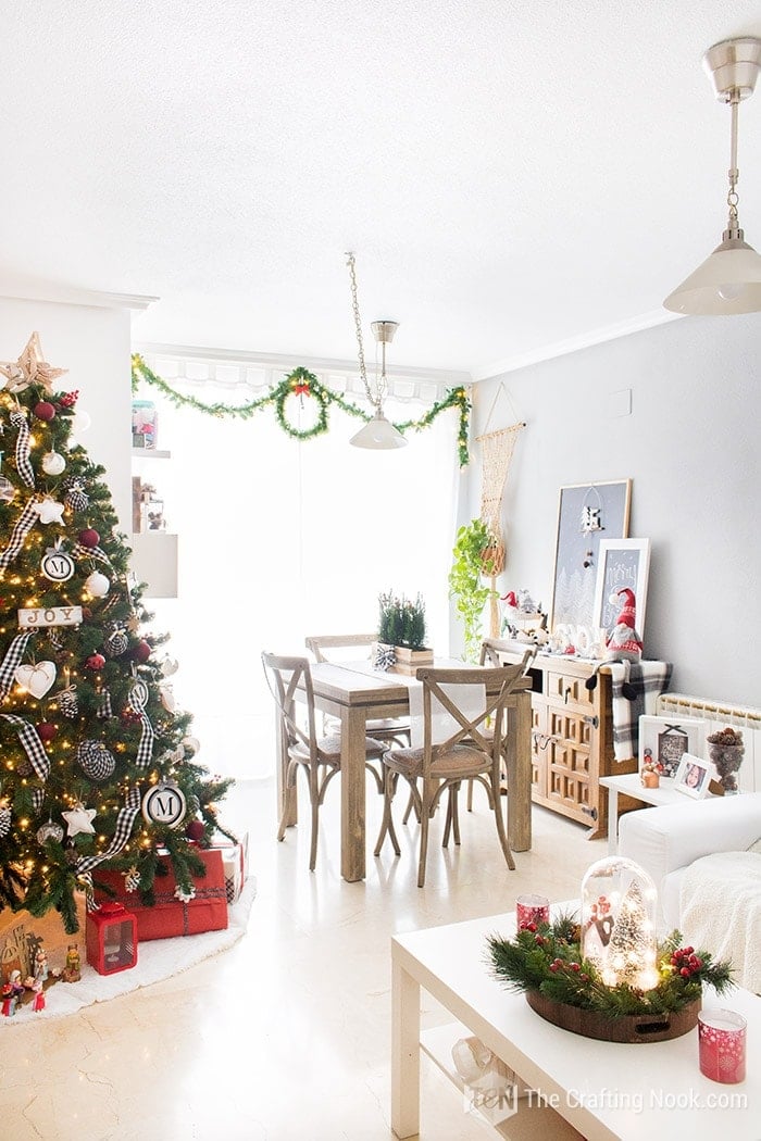 general view of living room christmas decoration 